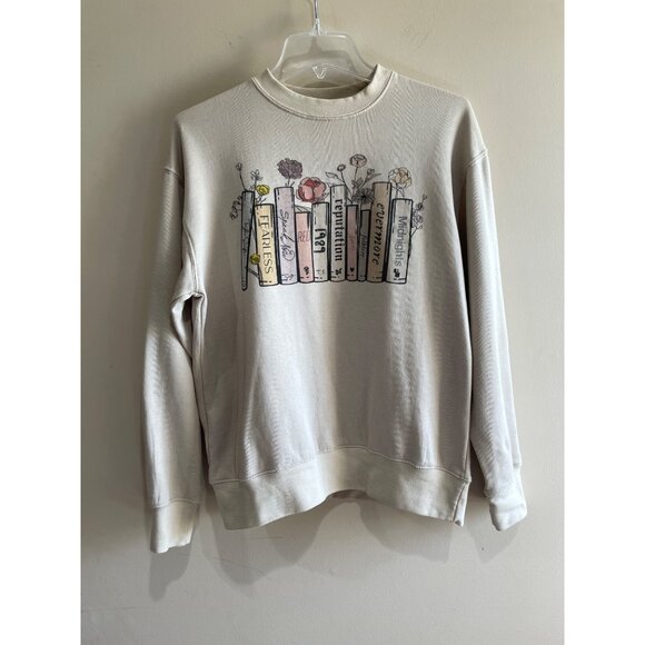 Cotton Bloom Taylor Swift Crew neck Sweatshirt  Womens M BeigeAlbums Books Swift - Picture 1 of 6